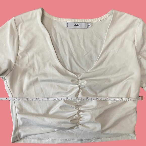 Adika White Ruched V-Neck Crop Top (Size S) – Minimalist Summer Essential - Picture 5 of 7